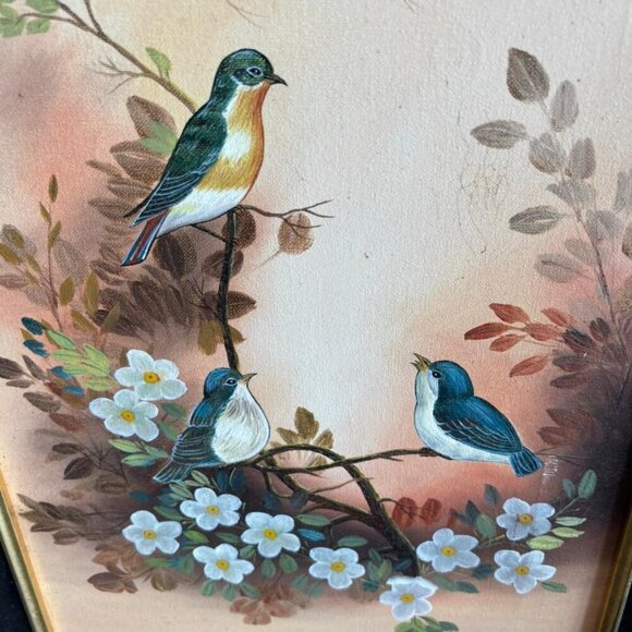 Vintage Bird Painting Frame By Pearl Artist Multicolor Size 15x20 - Picture 7 of 10